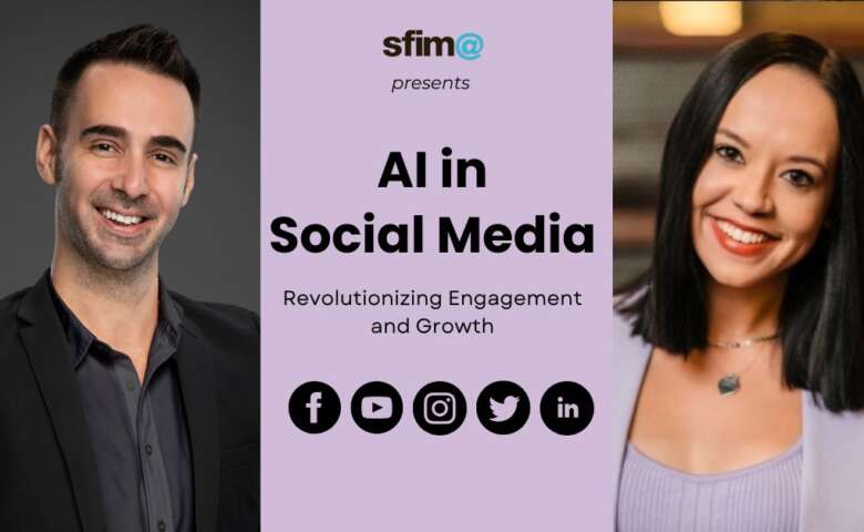 AI in Social Media event presented by SFIMA. Speakers are John Murdock and Kassie Meiler.